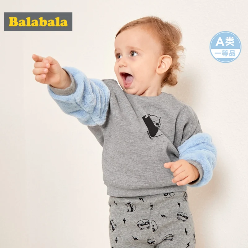 Толстовка Balabala с флисовой подкладкой для маленьких мальчиков и девочек Свитшот