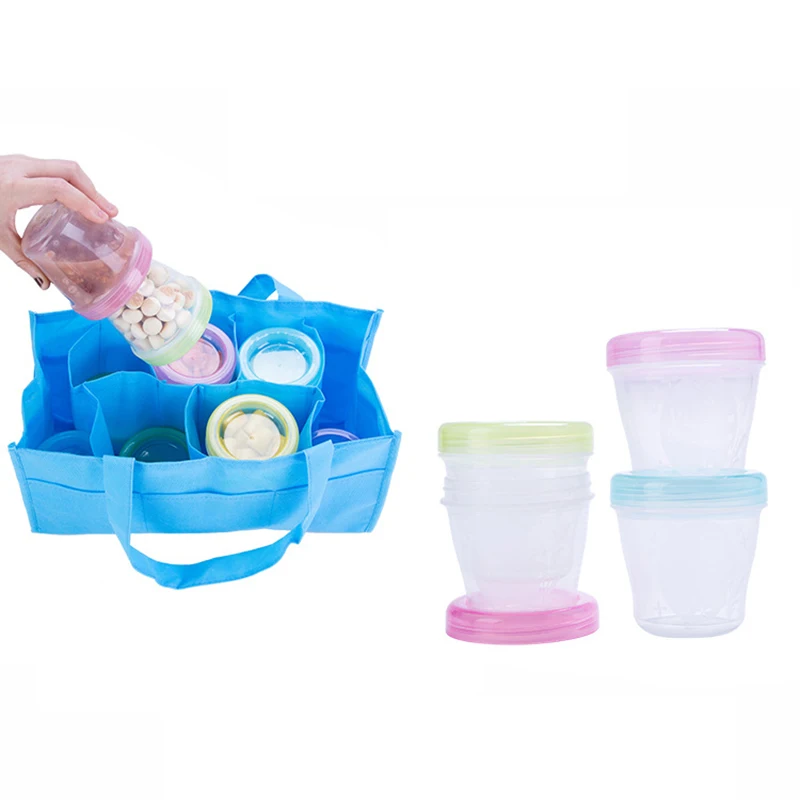

4Pcs/6pcs Multi-Function Mini Storage Boxes PP Baby Weaning Feeding Freezer Food Pots Containers