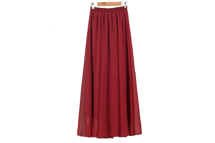 Винтажные макси юбки, женские, одноцветные, Boho, шифон, Saia Longa, летние, vestidos, тюлевые, повседневные, Jupe, длинные юбки, женская одежда, Faldas - Цвет: 17
