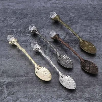 crystal head spoon dining bar vintage royal style alloy carved mini coffee spoon flatware dessert tea spoon kitchen accessories