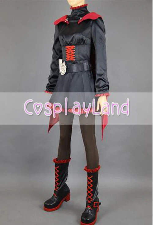RWBY Season 1 Red Trailer Ruby Rose Black Gothic Dress Anime Cosplay Costume Halloween Party for Women | Тематическая одежда и