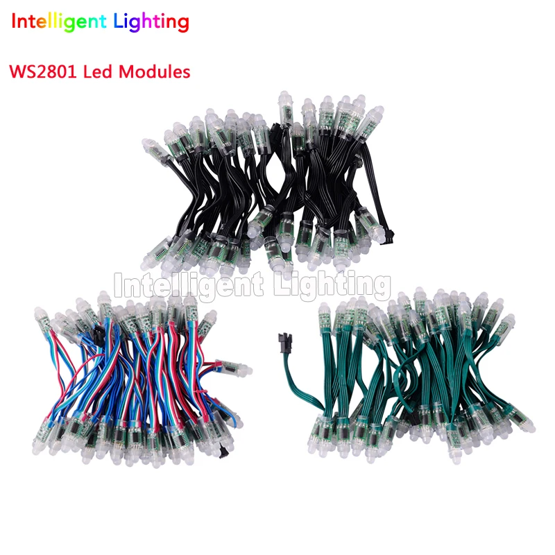 Whlosale 50pcs/100pcs WS2811/WS2801 RGB led module 5V/12V Black/Green/RWB Wire non waterproof IP30 / IP68 | Лампы и освещение