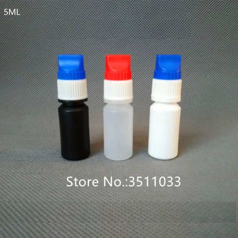 100 шт. 5 мл пустая черная пластиковая бутылка капельница дешевая белая для