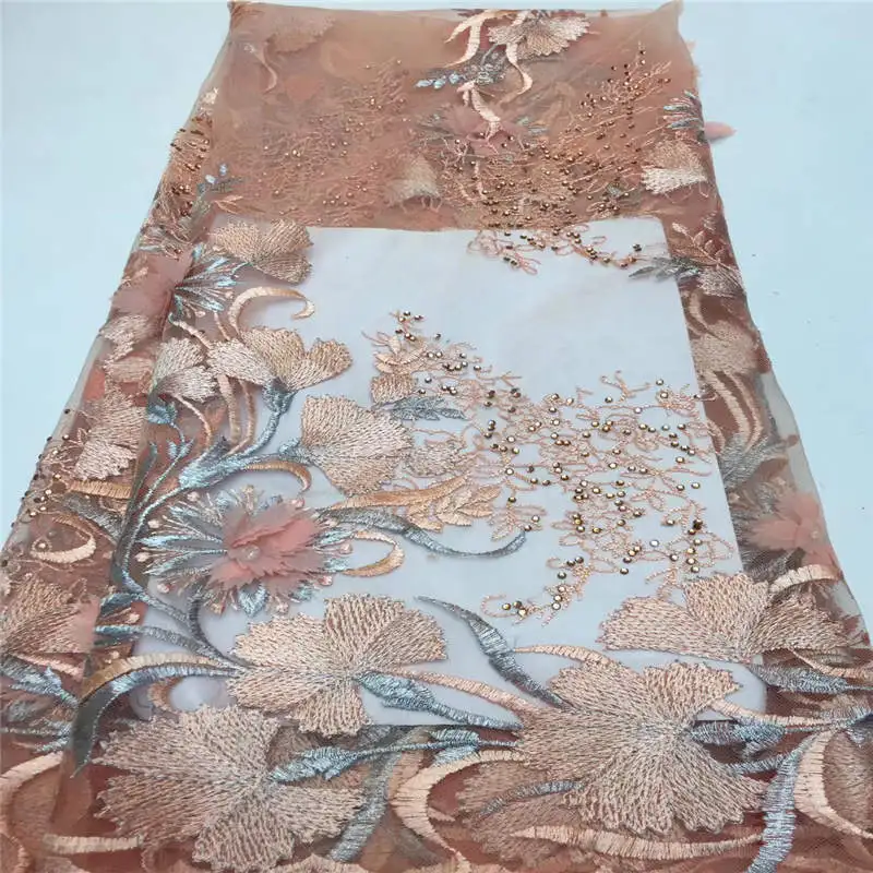 3D цветок французское кружево ткань Небесно синяя кружевная для свадебного