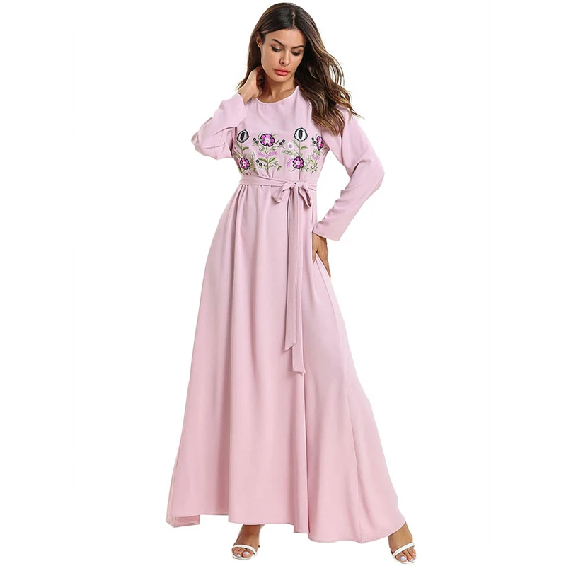 Pink Dress Кафтан Абаи Дубай, Турция мусульманский хиджаб платье Абая для женщин Ислам джилбаба халат кафтан турецкий Elbise Ислам ic Костюмы - Цвет: Pink Dress