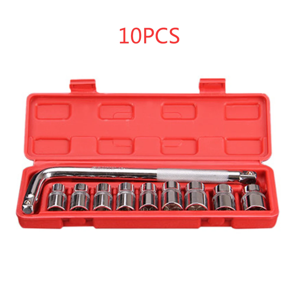 10PCS 37 шт. Трещоточный ключ набор гаечных ключей комбинированный набор динамометрических ключей Набор инструментов для автомобиля ключей для ремонта автомобиля - Цвет: 10PCS