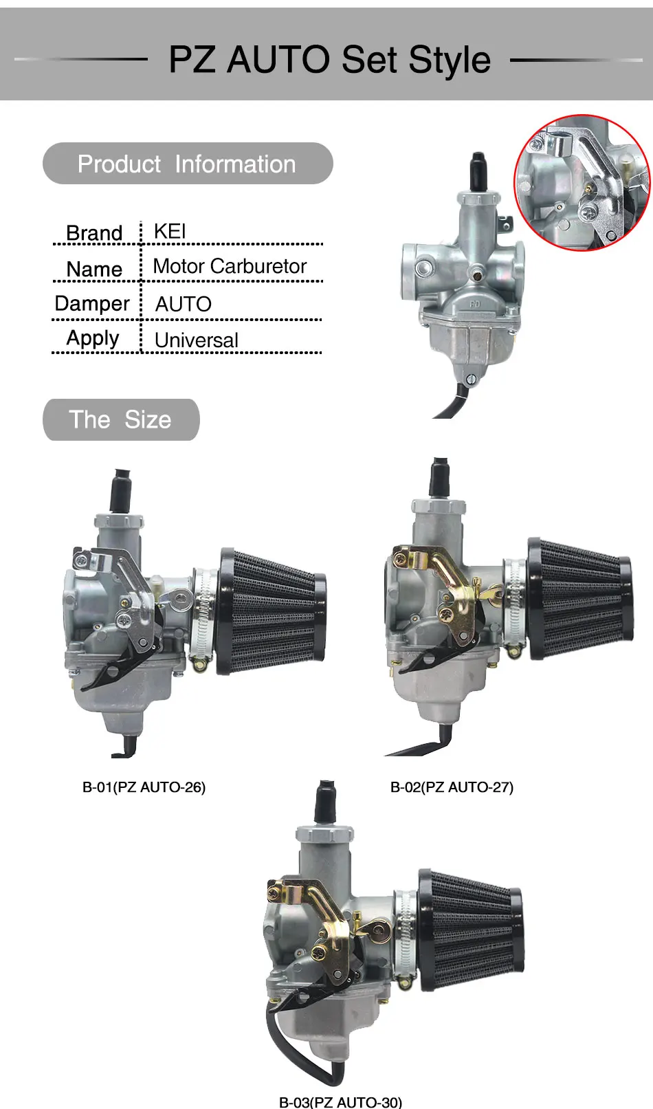 ZSDTRP PZ26/PZ27/PZ30 карбюратор 38 мм/45 мм воздушный фильтр для Keihin 125-250cc двигателя Dirt bike Pit Bike 26 мм 27 мм 30 мм Carb