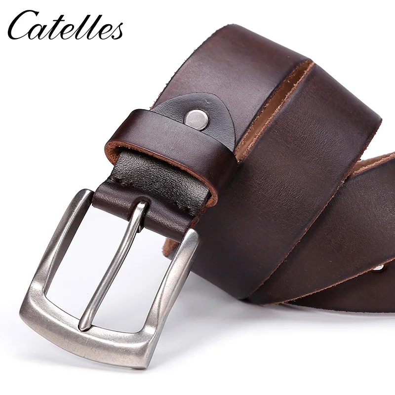 Мужской кожаный ремень Catelles повседневный стиль для джинсов 100% натуральная кожа