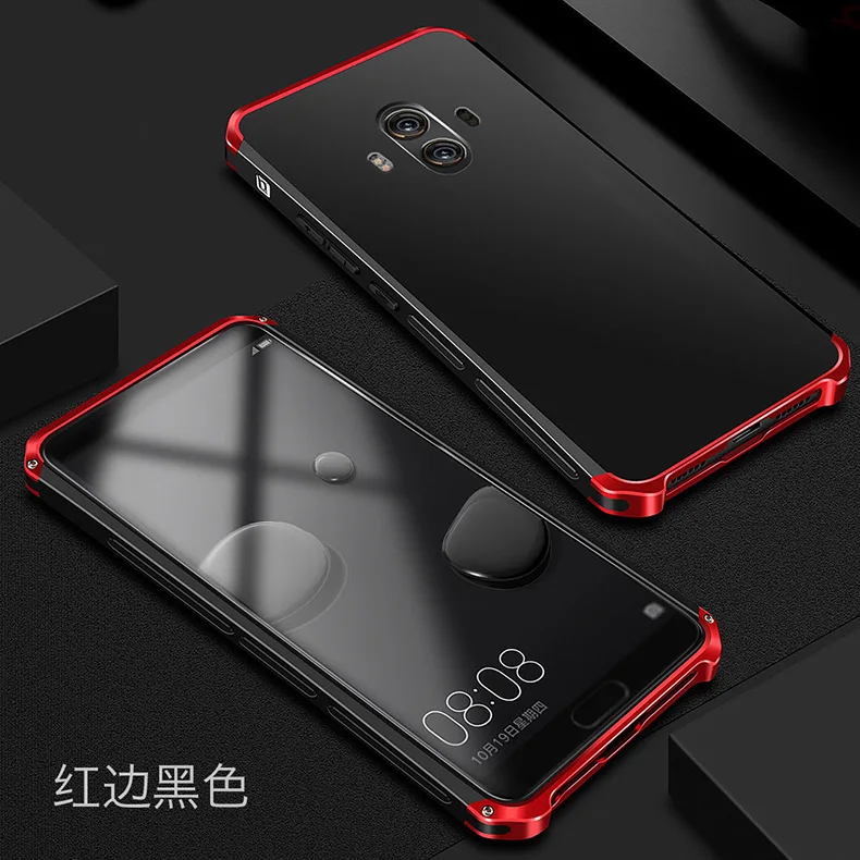 Роскошный противоударный бронированный металлический чехол для Huawei mate 10 чехол жесткий Coque алюминиевый элемент и ПК чехол для mate 9 задняя крышка - Цвет: black red