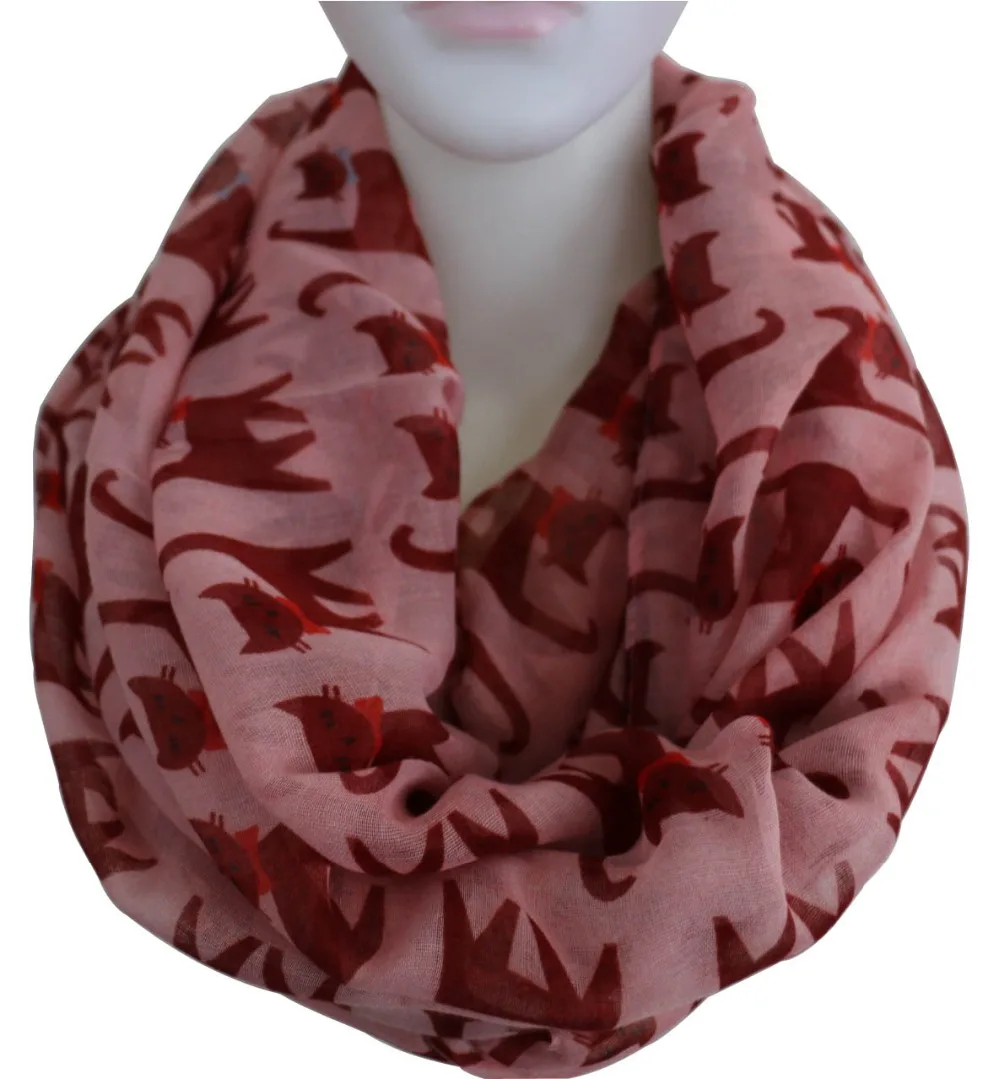Женский шарф хомут с котом зеленый или черный разноцветный 2018|scarves for ladies|infinity loop