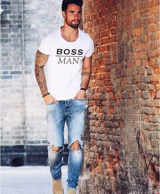 Новинка футболки для семьи с подарком на День святого Валентина надписью BOSS MAN LADY