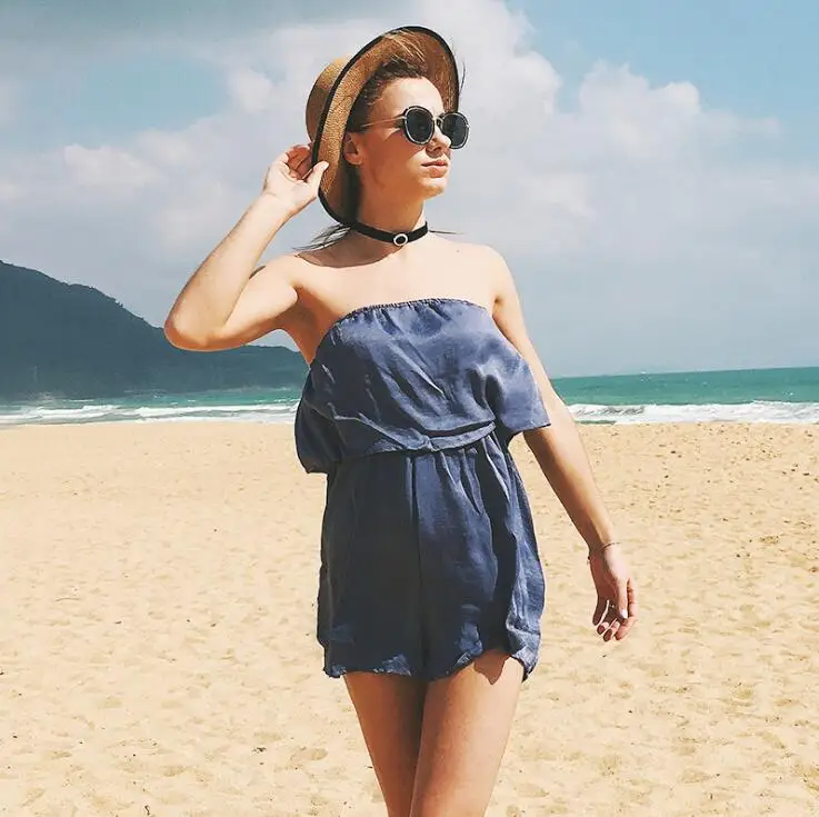 2019 европейский и американский сетчатый Топ без бретелек комбинезон повседневные