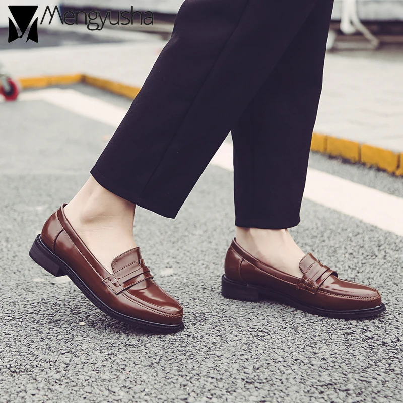 43 в британском консервативном женские оксфорды лоферы на толстом с круглым