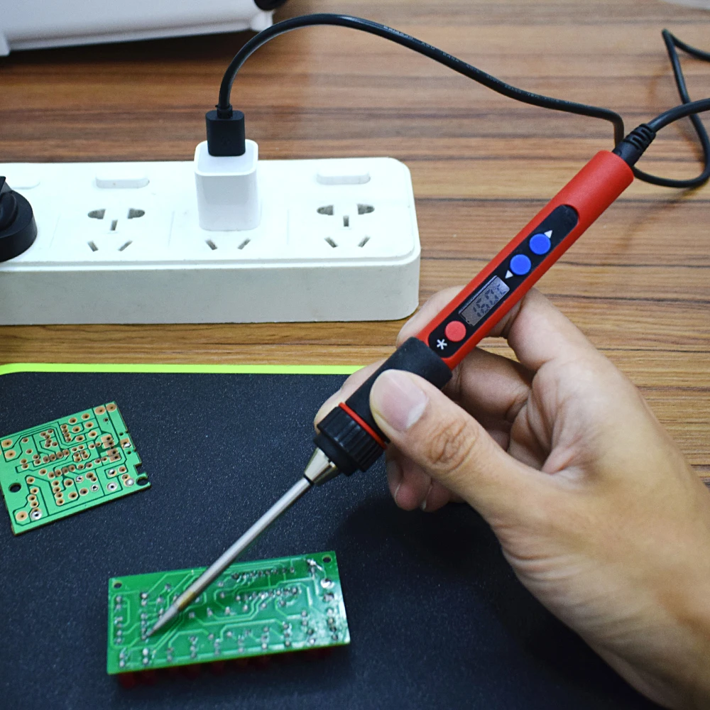 NEWACALOX USB 5 в 2 а 10 Вт Цифровой температурный Регулируемый паяльник Комплект портативная Бессвинцовая сварочная паяльная станция с переключателем набор инструментов
