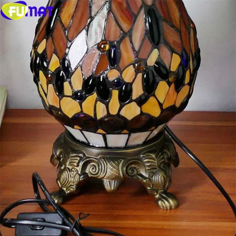 FUMAT витражная настольная лампа для спальни прикроватные лампы Тиффани со