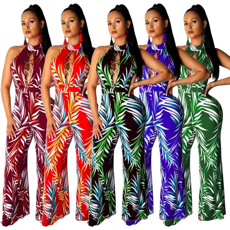 Сексуальные широкие брюки с принтом на шее разноцветные | Женская одежда