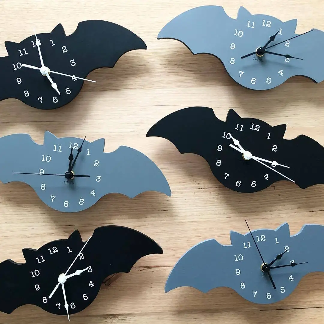 Gray bat Скандинавском стиле детские и Детские Декор часы летучая мышь, кролик настенные деревянные игрушки модель милый ребенок Детская комната отделка Артик украшение дома - Цвет: Gray bat