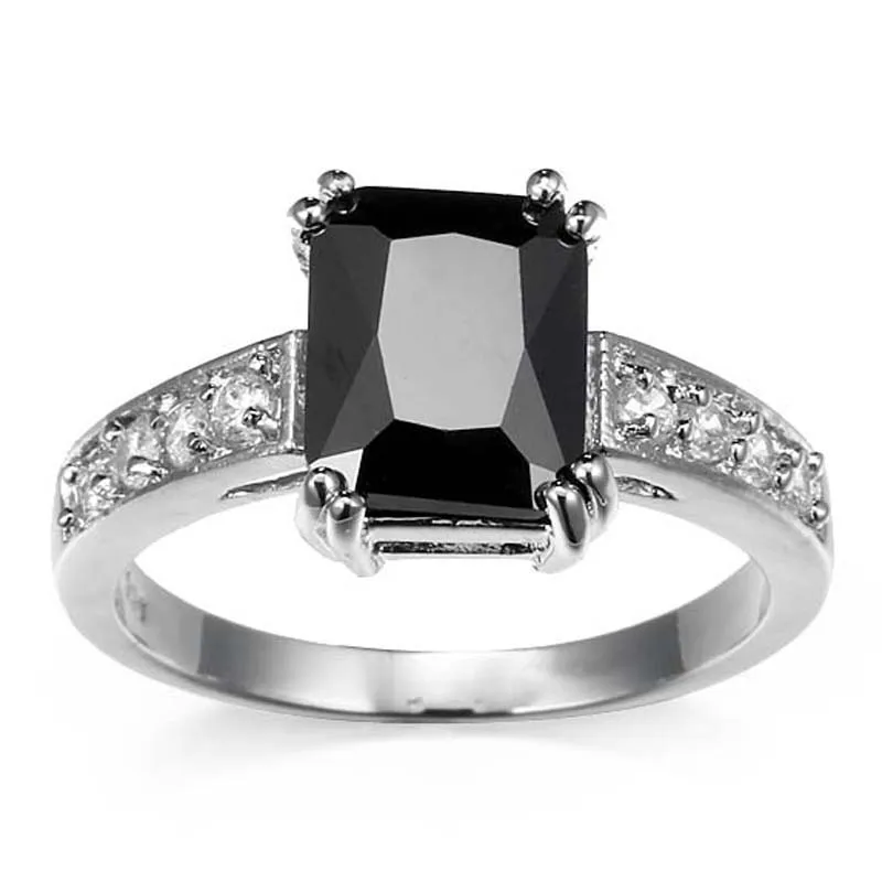 

Retro Black Rings for Women Engagement Rings Stone Princess Cut Women Ring Female Wedding Jewelry Decorating Accessories 30V144