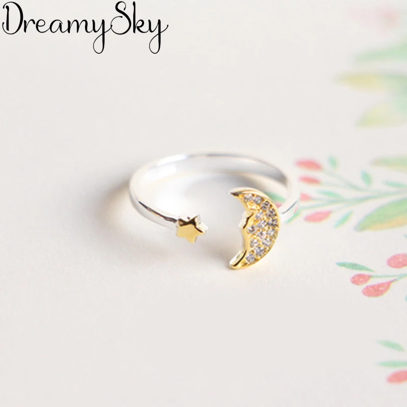 Корейское модное серебряное регулируемое кольцо с Луной для женщин роскошное