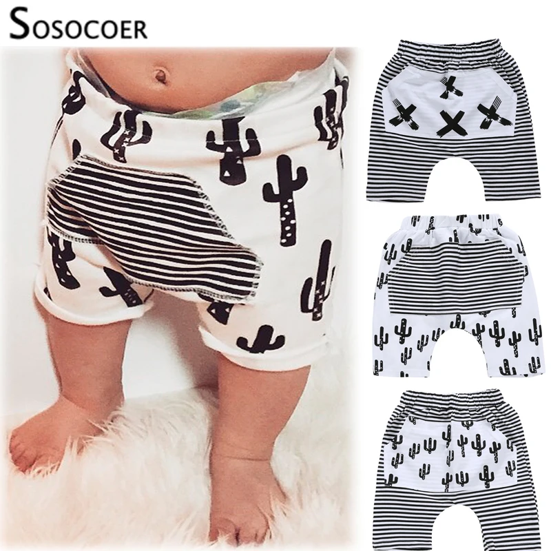 SOSOCOER/детские шаровары для малышей Шорты в полоску с рисунком кактуса и X