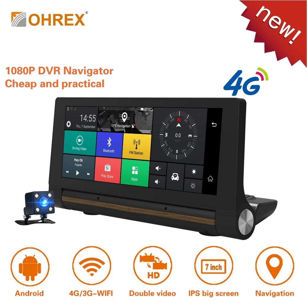 OHREX T806 4G 7 дюймов автомобиля gps Android навигации Bluetooth Google ADAS Full HD 1080p