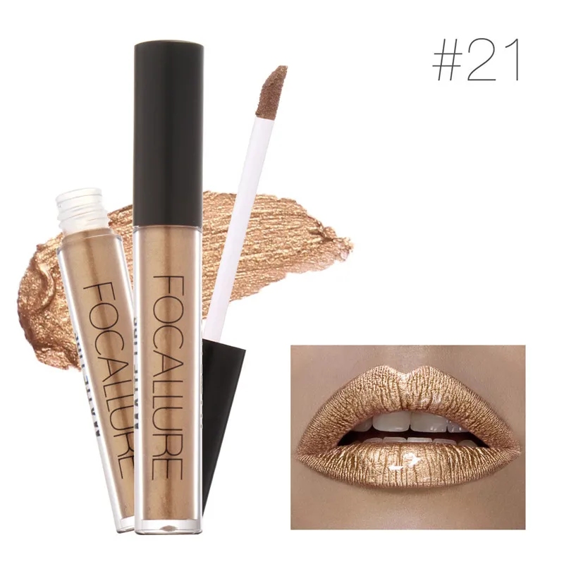 Жидкая губная помада для макияжа долгостойкая пигмент телесный золотой металлик