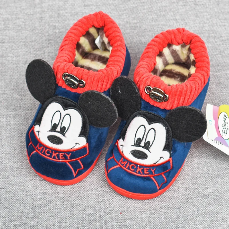 Детские хлопковые тапочки Disney домашние теплые толстые Нескользящие с милым