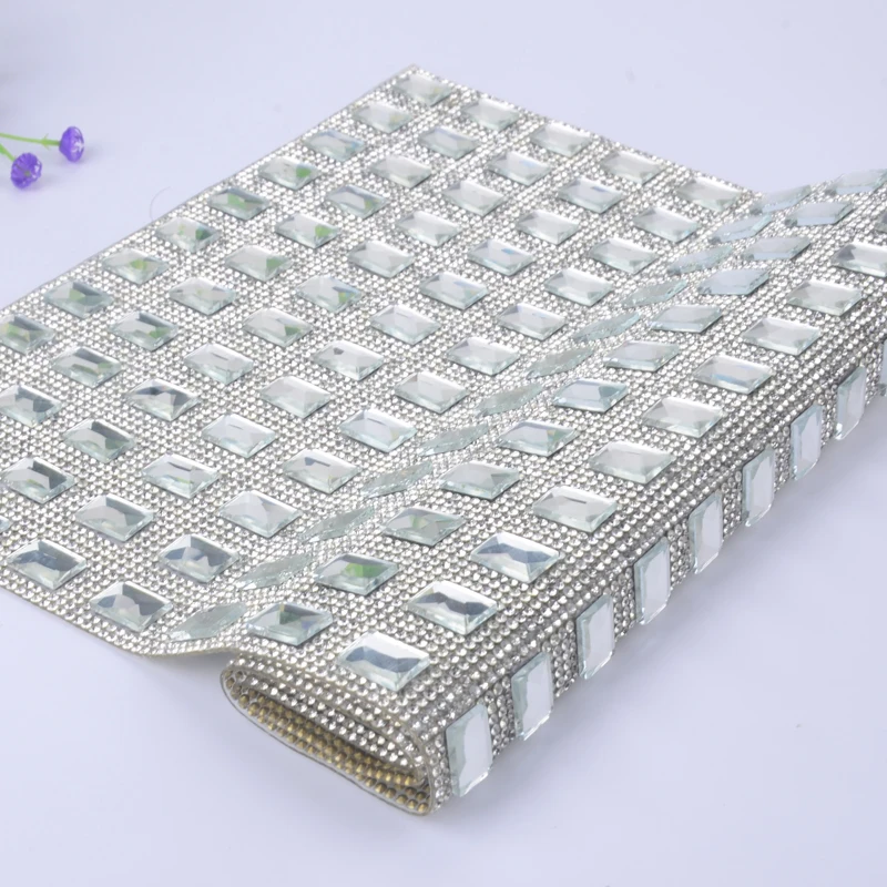 24*40 см/лист горный хрусталь отделка 10x14 мм Rectange камень исправление бандинг сетка с хрустальными стразами Свадебные украшения Аксессуары