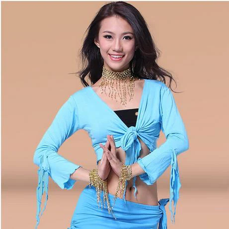 Новое поступление хлопок танец живота топ женщины с длинными рукавами топы