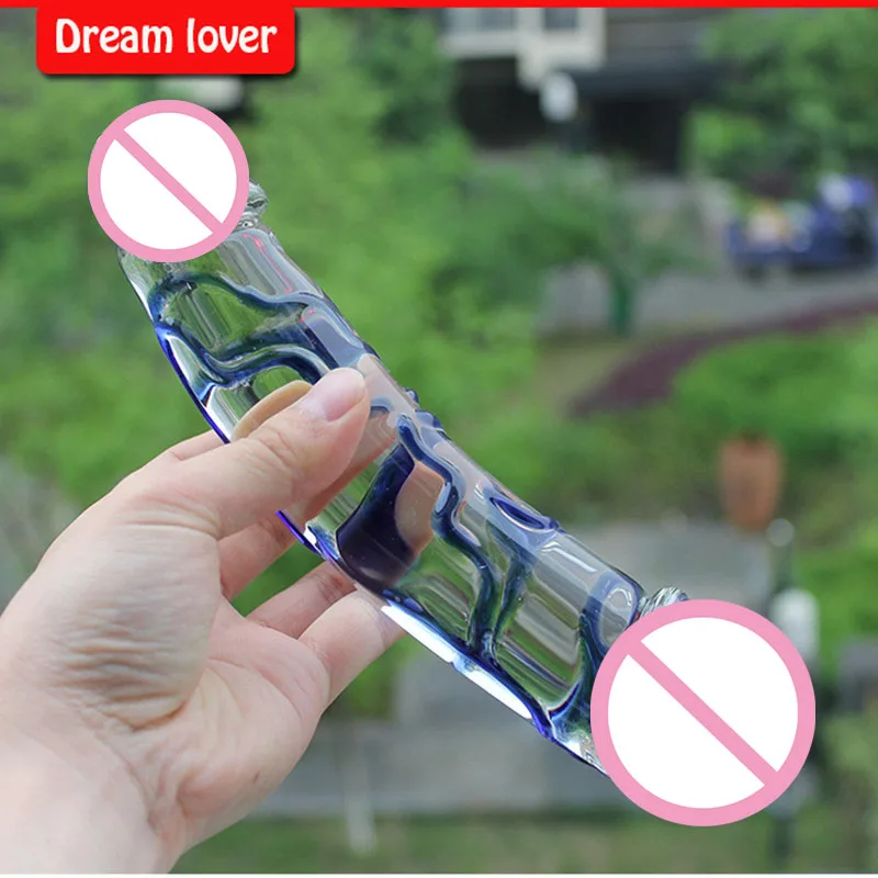 Стеклянный большой двойной фаллоимитатор с кристаллом пирекс пенис дидло