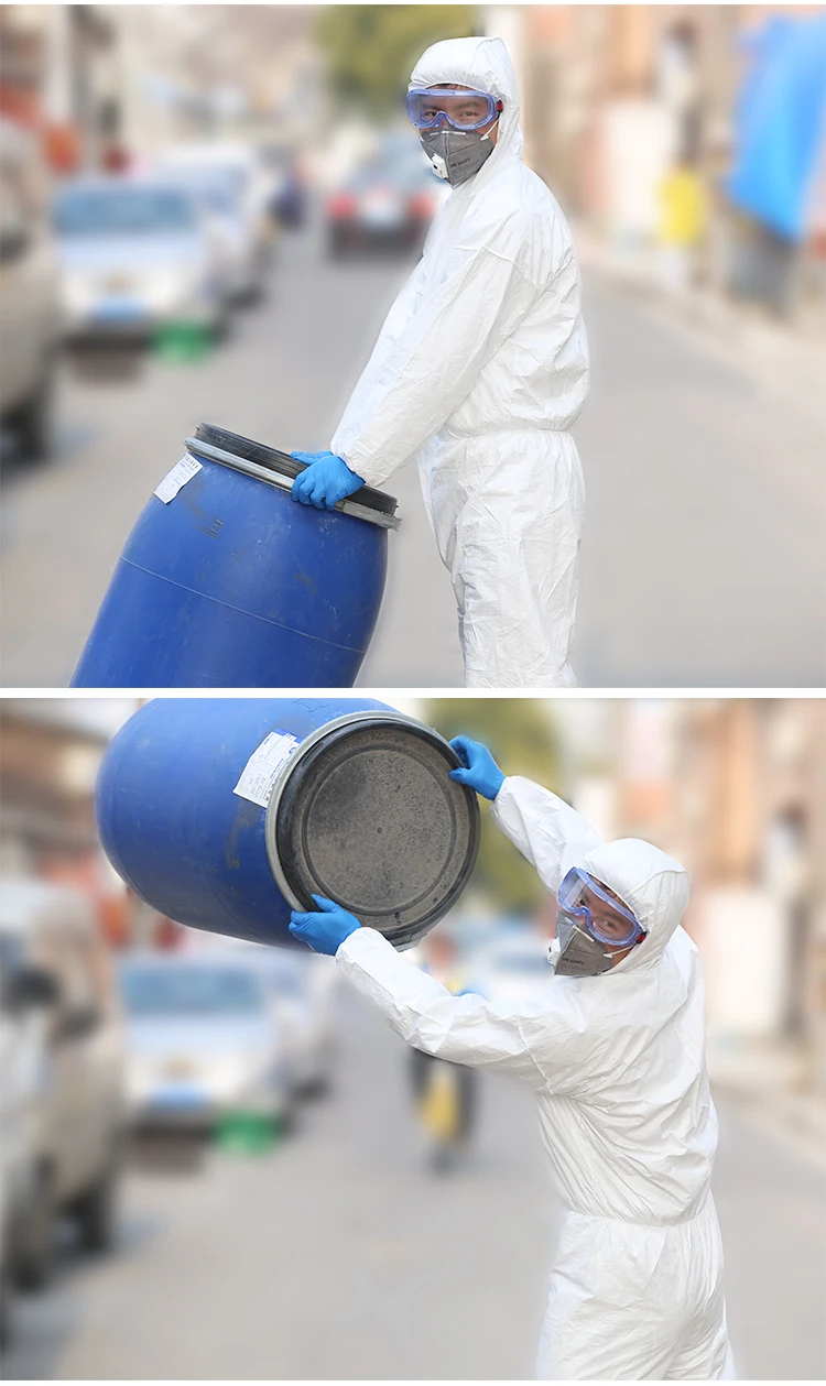 1422A Dupont Tyvek Защитный Комбинезон Одноразовые эластичные манжеты прилагается капюшон антистатические химические всплеск одежда Анти Пыль