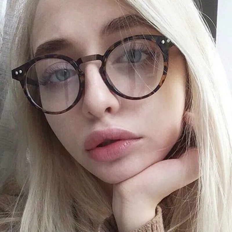 Винтажные прозрачные круглые очки, женские очки, очки для близорукости, мужские очки, оправа, ботан, оптическая, леопардовая оправа, прозрачная
