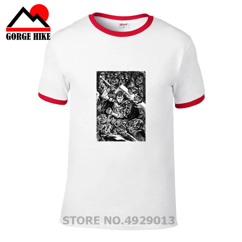 Японские футболки Swag Berserk для мужчин облегающие с коротким рукавом отличного