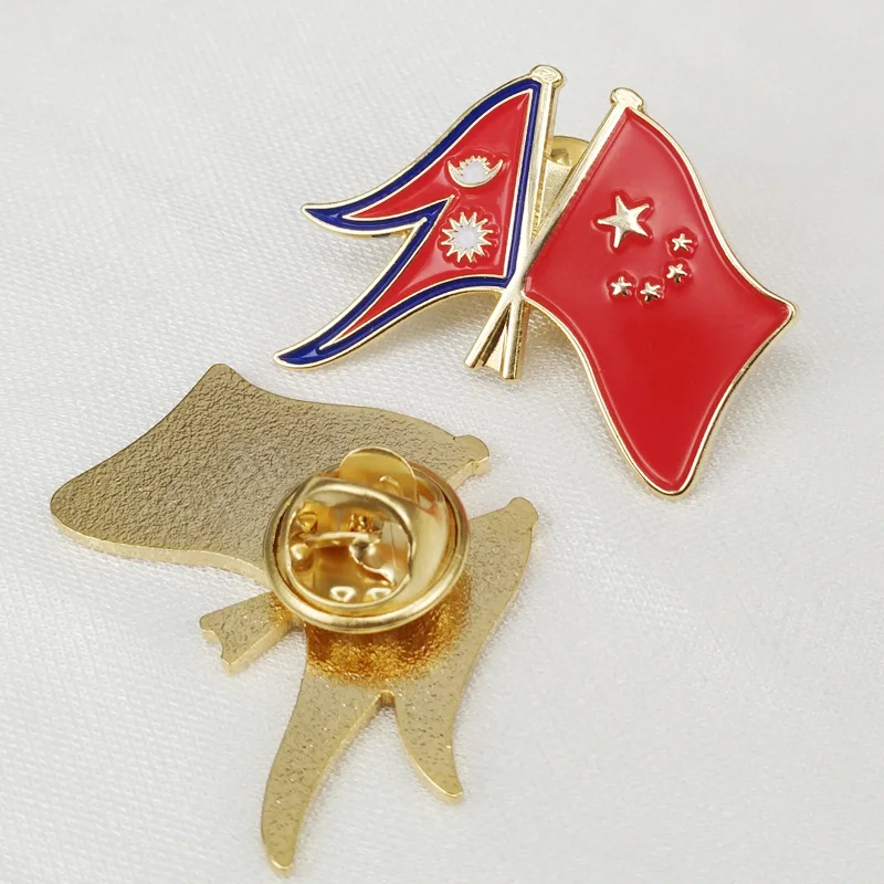 

Nepal and China Double Crossed Friendship Flags Lapel Pins