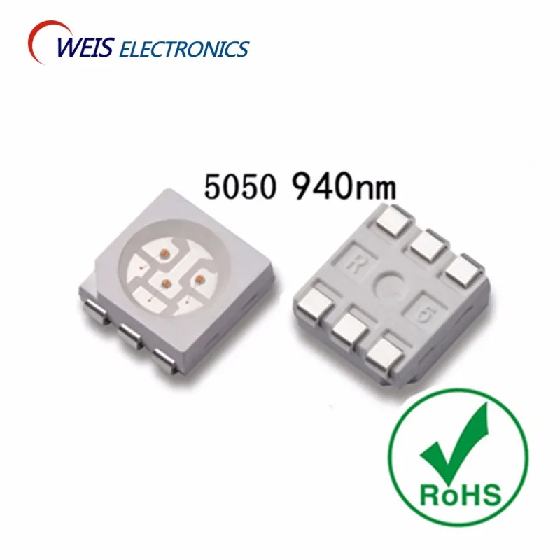 

200PCS 5050 940nm SMD-6 6pin Infrared Lamp IR LED 0.3W 1.3-1.5V 150mA Light Beads Lamps