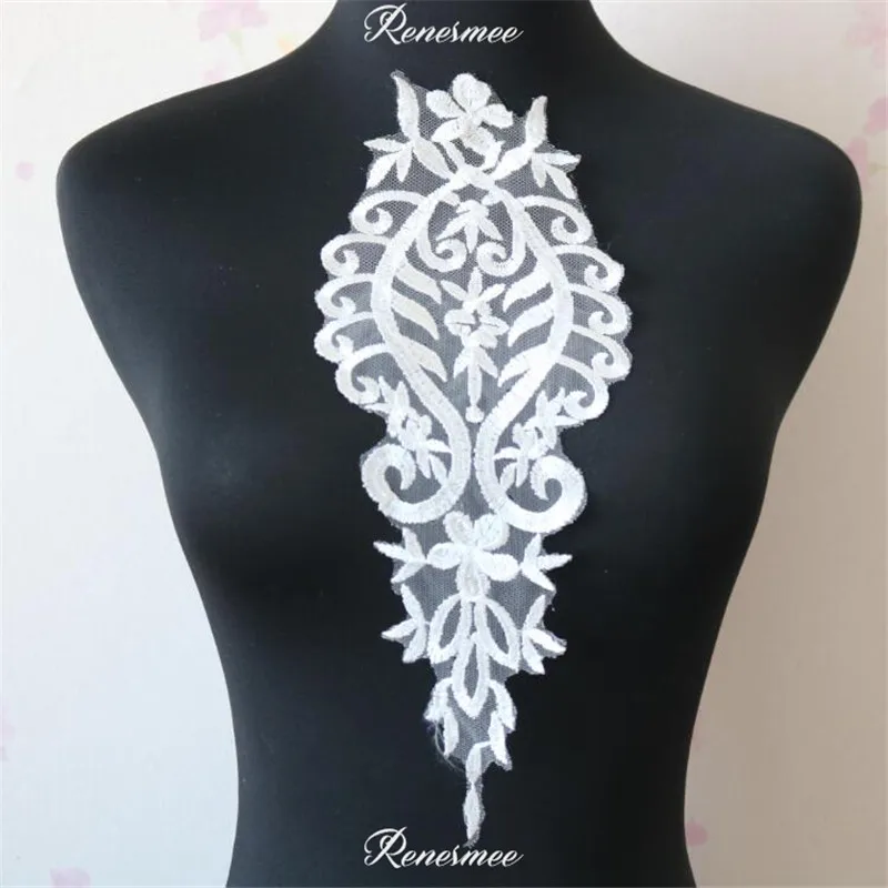 2 шт цвета слоновой кости вышитые кружева аппликация в патчи для свадебного