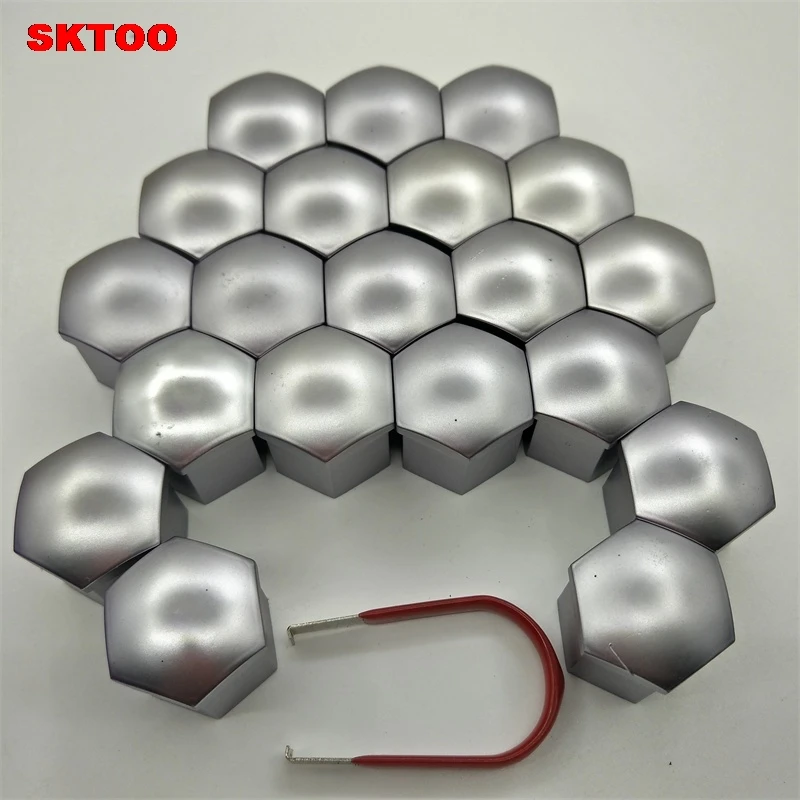 Matte silver 20 шт. 17 мм/19 мм/21 мм Универсальный Автомобильный ступицы колеса гайки Болты диски крышка Пылезащитная крышка Шестигранная розетка хром винт для шин - Название цвета: Matte silver