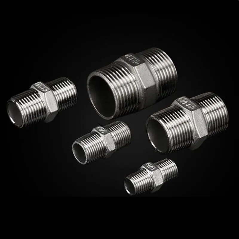 

1/2" to 3/4" BSP Male Thread Equal Pipe Fitting 304 Stainless Steel Hose Straight Connector for Water Gas Oil Tube