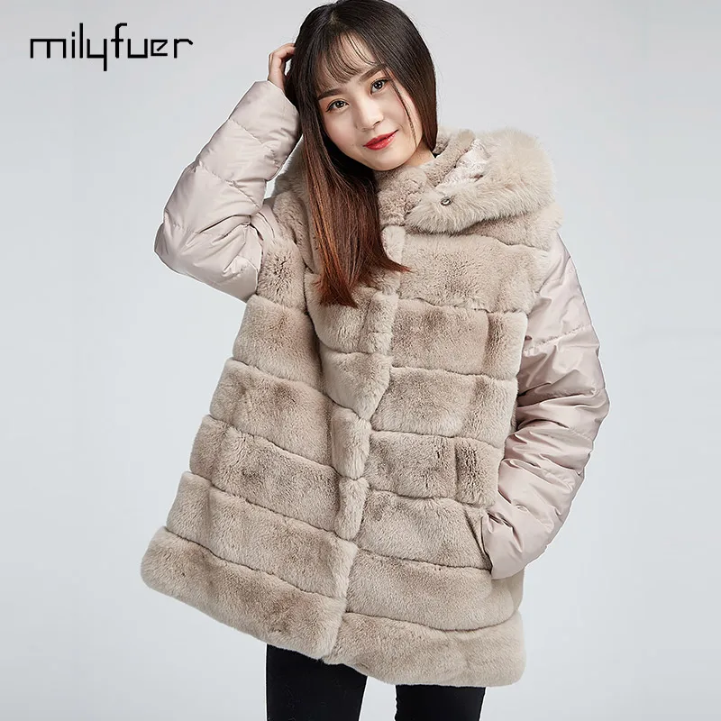 Milyfuer Новое поступление Кролик Мех животных Пальто для будущих мам Для женщин