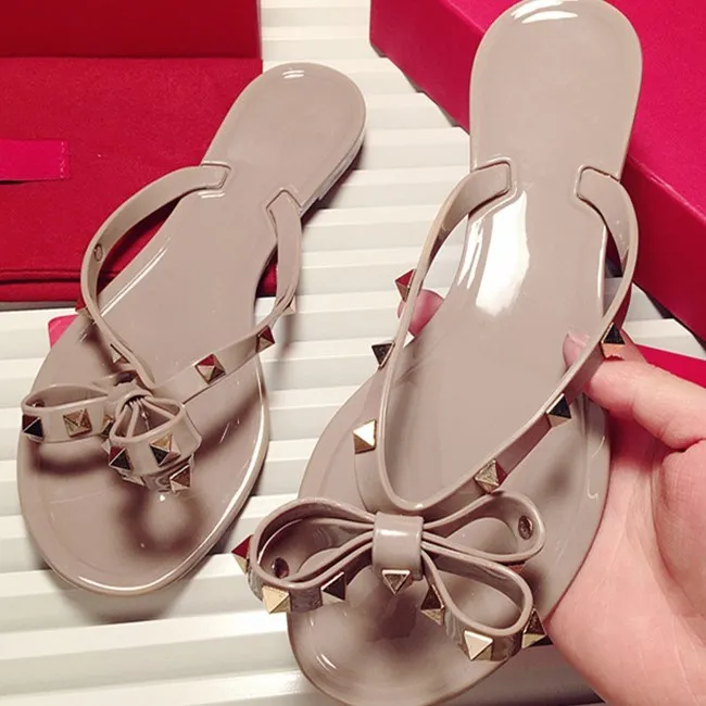 Модные летние шлепанцы женские на плоской подошве с бантом крутые пляжные для