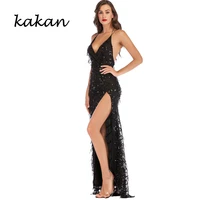 kakan 2019 new womens tassel sequin dress sexy club party dress tassels perspective back high slit dress