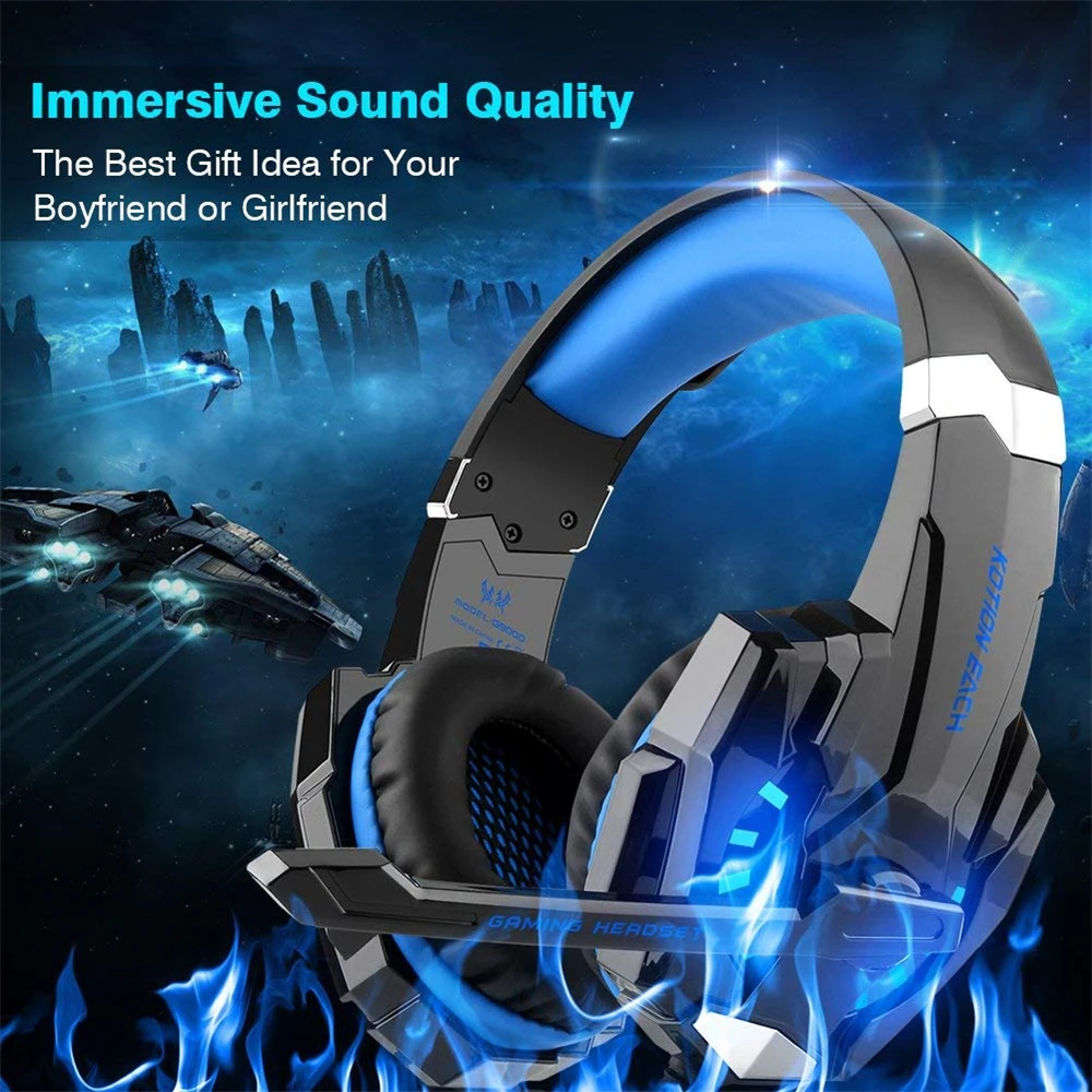 KOTION каждый G9000 Игровые наушники для компьютера светящаяся гарнитура стерео Бас проводные наушники с микрофоном для ПК ноутбука PS4