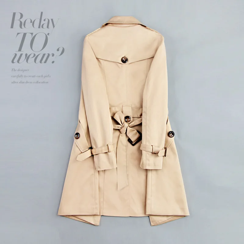 Тренч Женский классический двубортный средней длины весна/осень 2018|trench coat