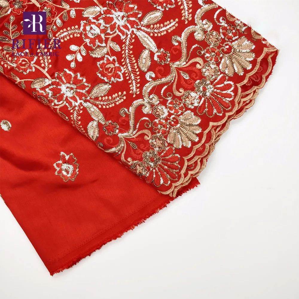 Высокое качество блестками Embrodiered Джордж кружевной ткани индийские красные камни для Для женщин свадебные ткани с блестками с цветочным узором гипюр Джордж Материал