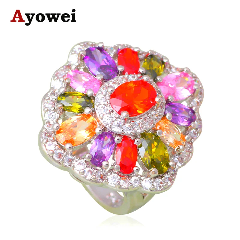 Летние кольца для женщин Цвет цирконий серебряный штамп юбилей модные ювелирные