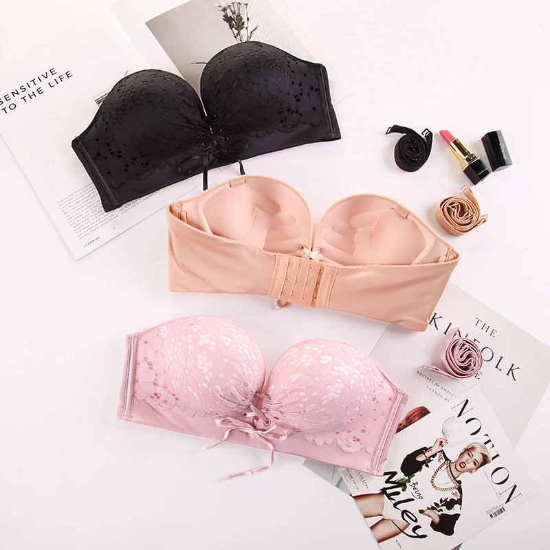 Бюстгальтер пуш-ап кружевной без бретелек бесшовный | Женская одежда