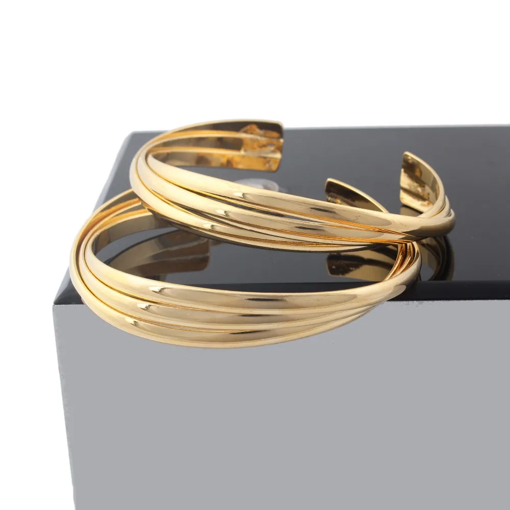 Классические круглые браслеты для мужчин и женщин медные золотого цвета