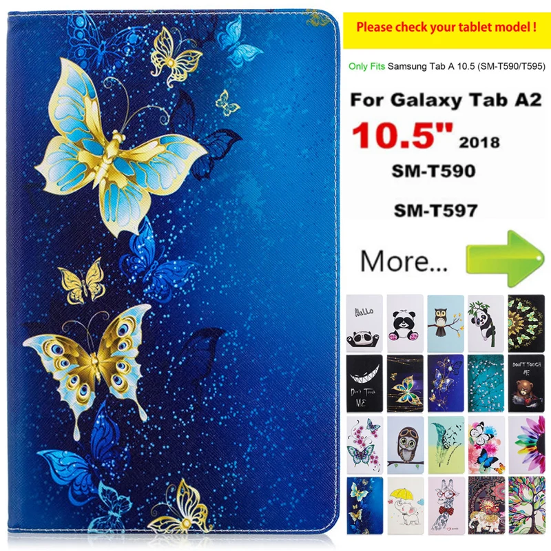 Рисунком чехол для samsung Galaxy Tab A A2 2018 10 5 дюйма T590 T595 T597 SM Крышка планшета окрашенные