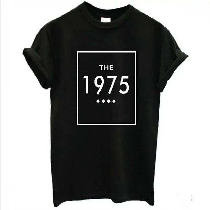 Горячая 1975 Хлопок Печати Повседневная Футболки Топы Женщин Свободные Большой