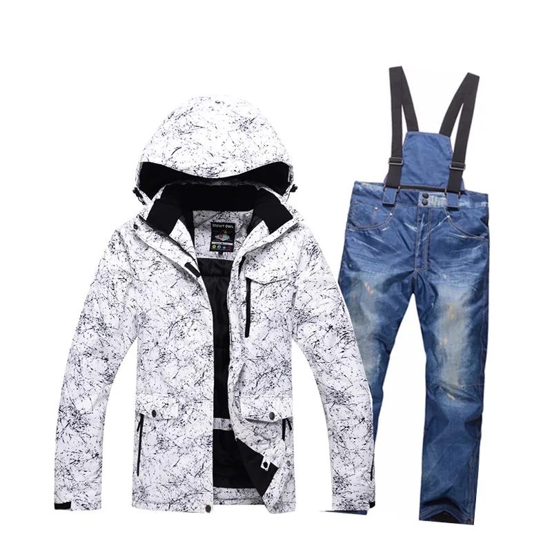 Теплый мужской лыжный костюм водонепроницаемый ветрозащитный для катания на